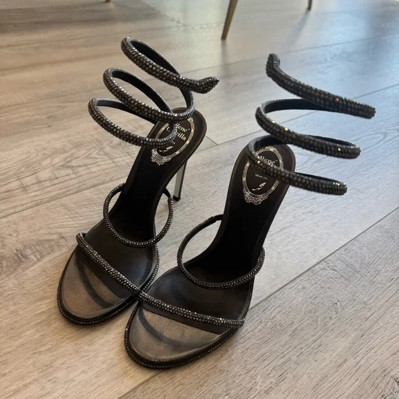 Rene Caovilla Cleo Black Sandal 105 - Picture 4 of 9